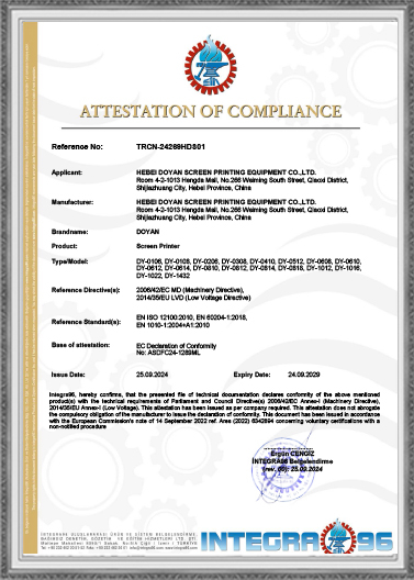 Screen Printing Machine CE Certificate-Duyang